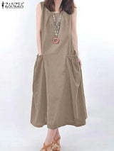Zanzea Summer Sleeveless Maxi Dress Women Fashion Work