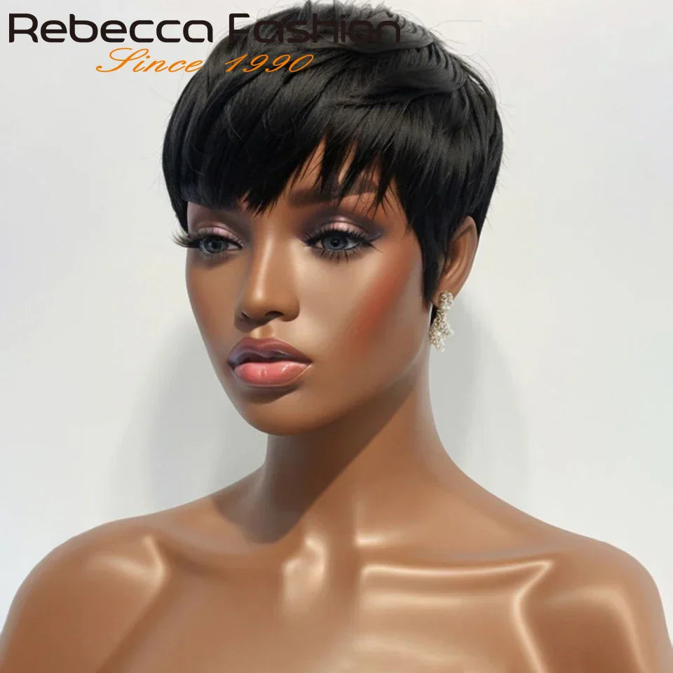 Pixie Short Cut Colored Straight Human Hair