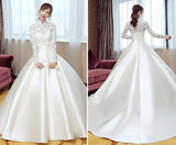 High Neck Lace Wedding Dress Jacket Capes Full