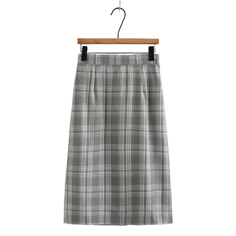 Autumn Clothes Women Skirts Plus Vintage Plaid With