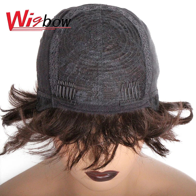 Human Hair Kinky Straight Wig Short Wet And