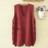 Womens Sweater Vest 4Xl Loose Solid V-Neck Side
