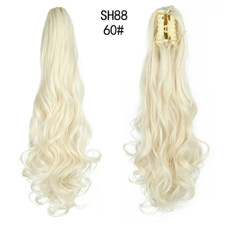 Synthetic Long Wavy Claw Clip On Ponytail Drawstring