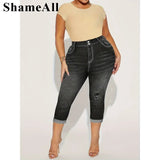 Women' Casual Jeans, Washed Button Fly Ripped Roll