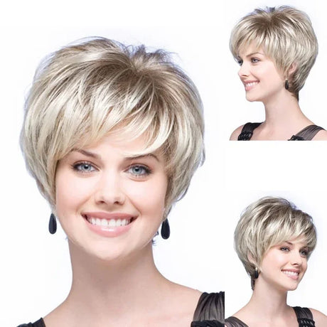 Women'S Fashion Short Synthetic Wigs Pixie Cut Blonde