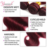 Burgundy Human Hair Bundles With Closure J Body