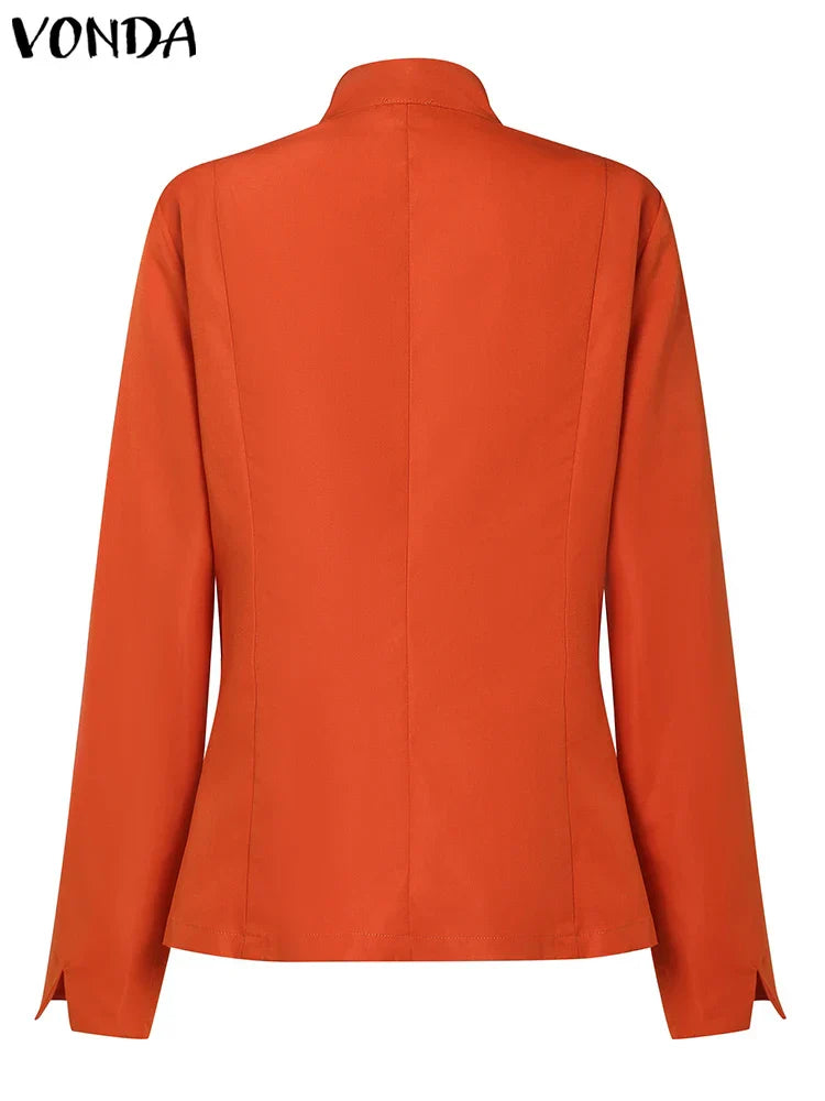 Vonda Women Blazer Autumn Fashion Solid Color