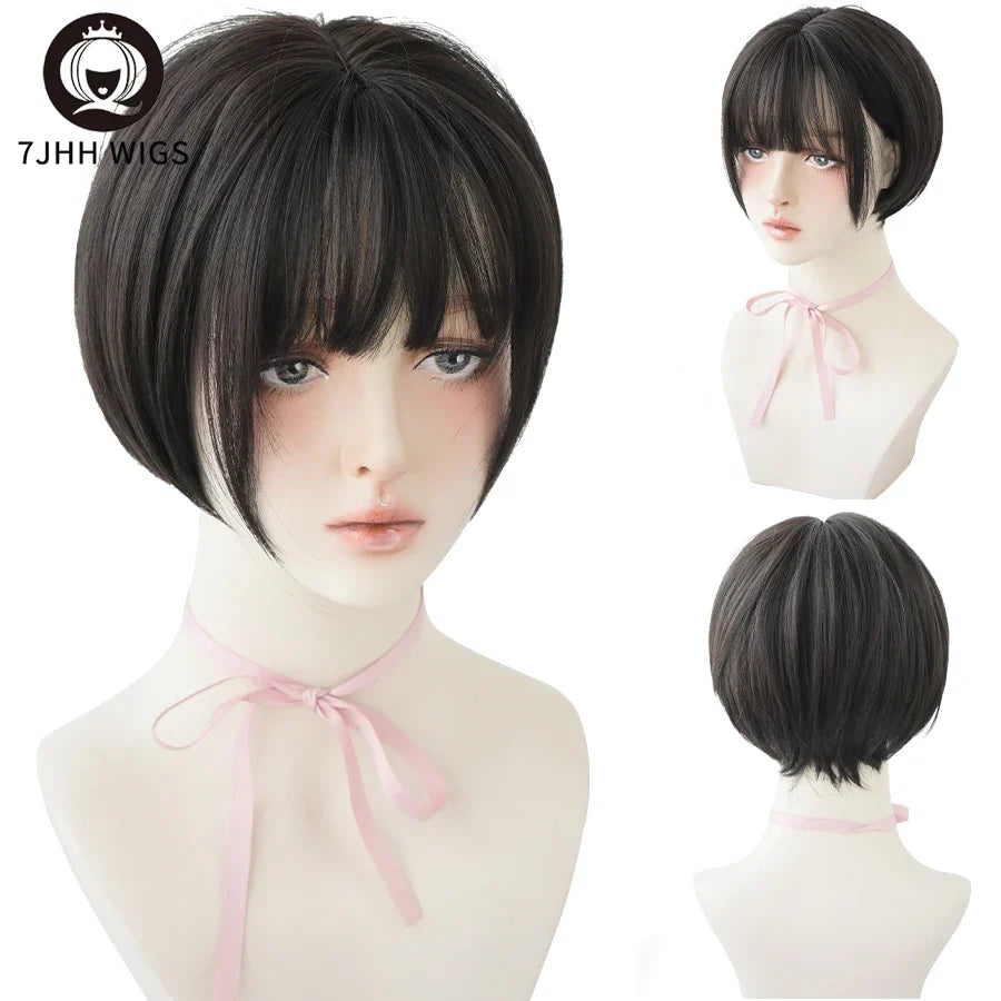 Jhh Wigs Black Short Bob Wig For Girl