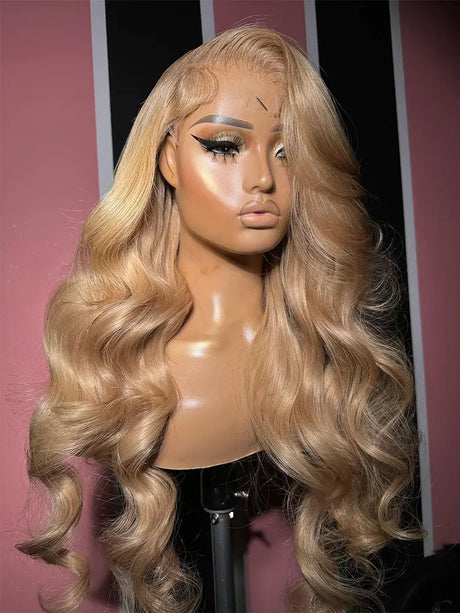 Honey Blonde Colored Body Wave Lace Front Human