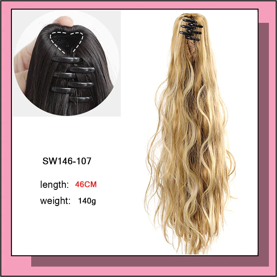 Long Wavy Straight Claw Clip On Ponytail Hair