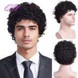 Synthetic Man Wigs Black Short Curly For Men