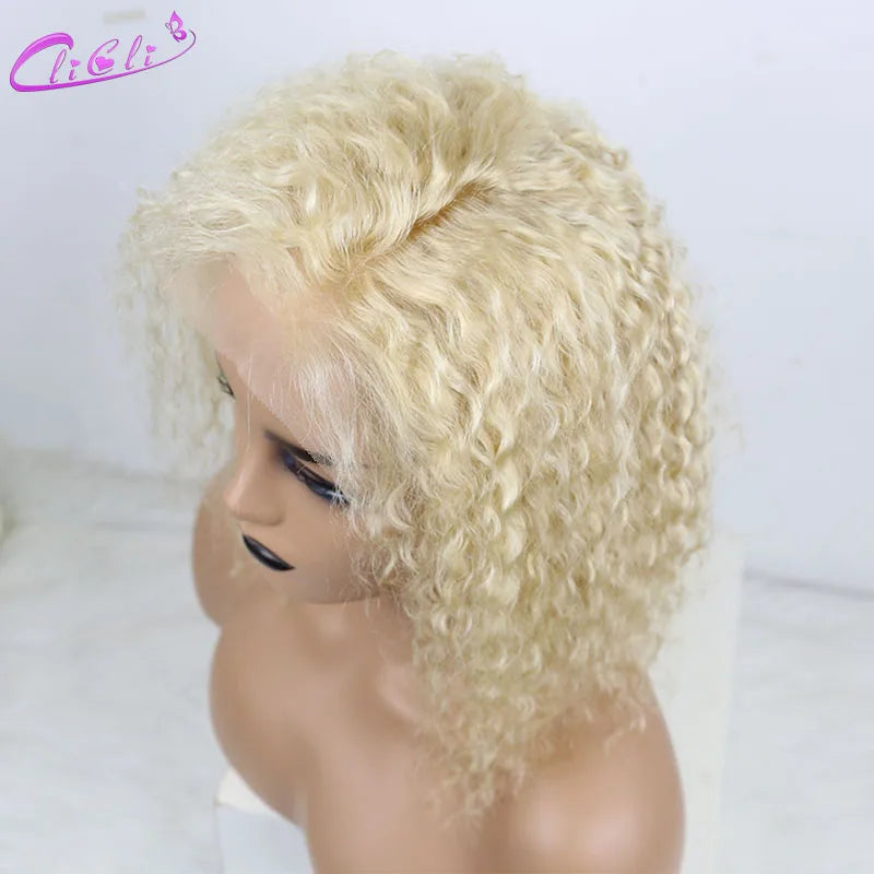 Clicli Blonde Short Water Wave Bob Wig 13X4