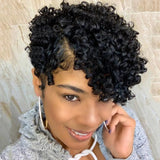 Short Pixie Curly Bob Wig Lace Front Human