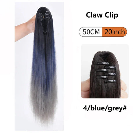 Ombre Color Straight Claw Clip On Ponytail Hair