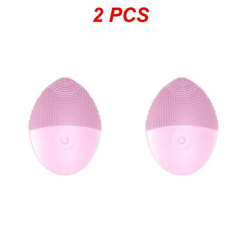 Electric Facial Cleansing Brush Silicone Ultrasonic Vibration