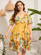 Midi Dress Women Summer V Neck
