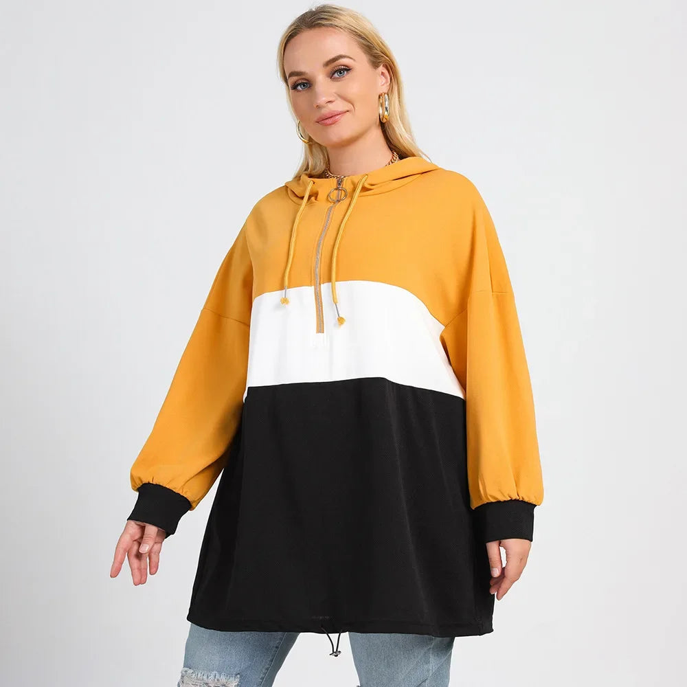 Women Loose Casual Hoodies Top Drop Shoulder O-Ring