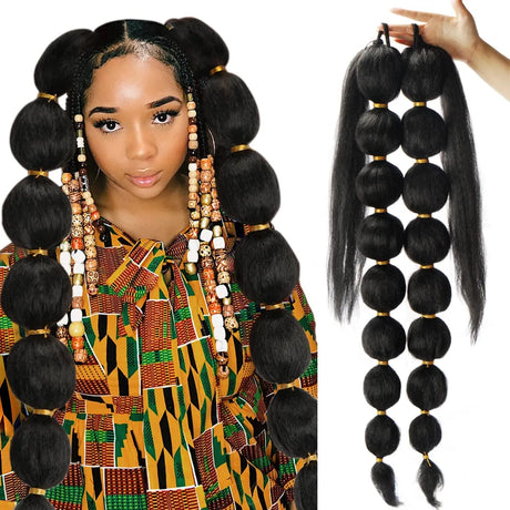 Bubble Ponytail Extension For Black Women Long Braided