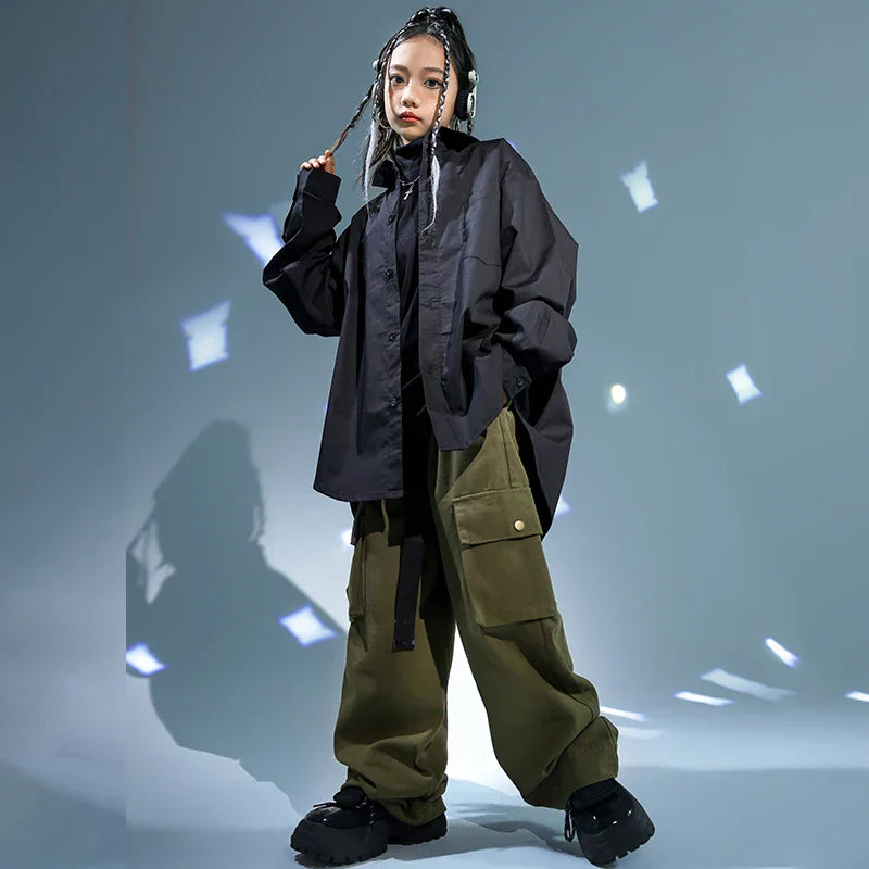 Kids Hip Hop Clothing Black Jacket Coat Casual