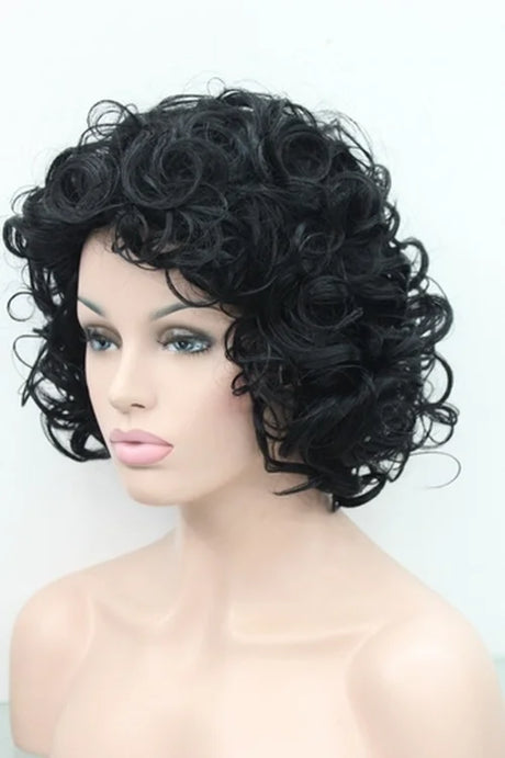 Ladies Wig Short Wavy Women Wig Dark Grey