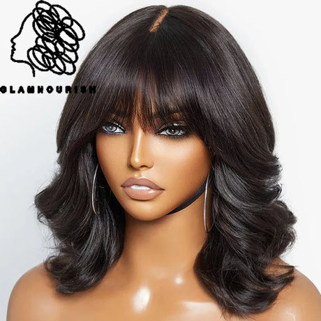 Body Wave Human Hair With Bangs X. Lace