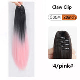 Ombre Color Straight Claw Clip On Ponytail Hair