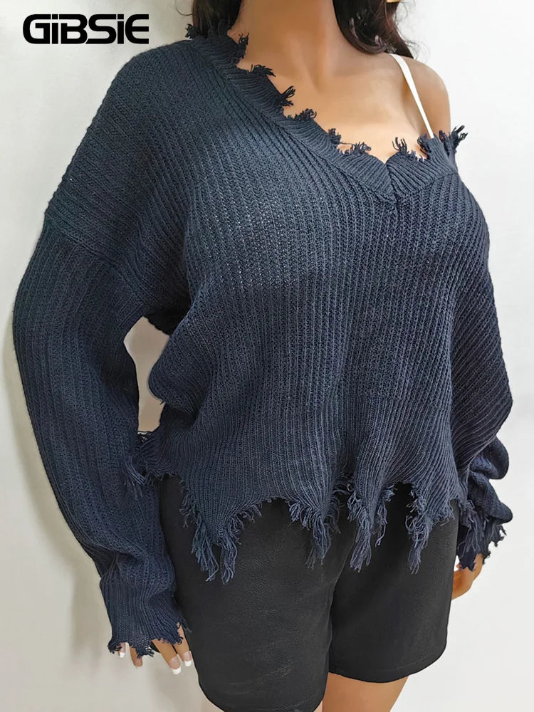 Gibsie Drop Shoulder Womens Sweaters Fall Winter V