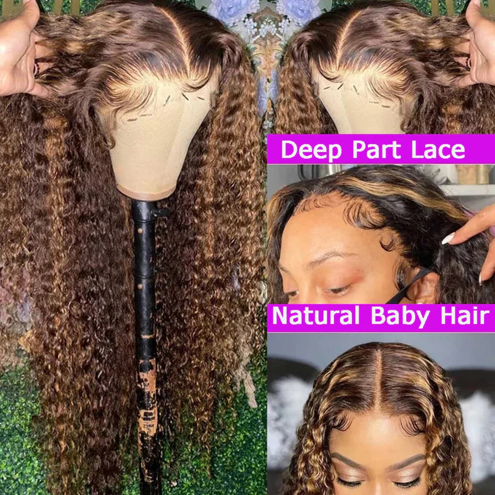 Highlight Ombre Curly Lace Front Human Hair