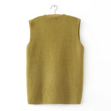 Stylish V-Neck Solid Color Knitted Sweater Vest Womens