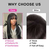 Straight Full Machine Made Bang Wigs Human Hair