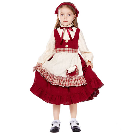 Kids Maid Dress Cosplay Kid Girl Fancy Pastoral