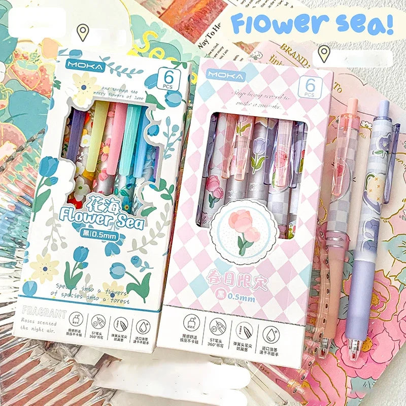 Floral Gel Pens Transparent Black