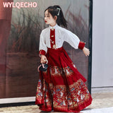 New Summer Chinese Hanfu Dress For Girls Traditional