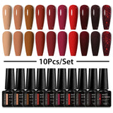 Nude Glitter Gel Nail Polish Set Purple Pink
