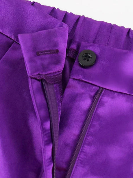 4Xl Purple Pants High Elastic Waist Zipper Fly