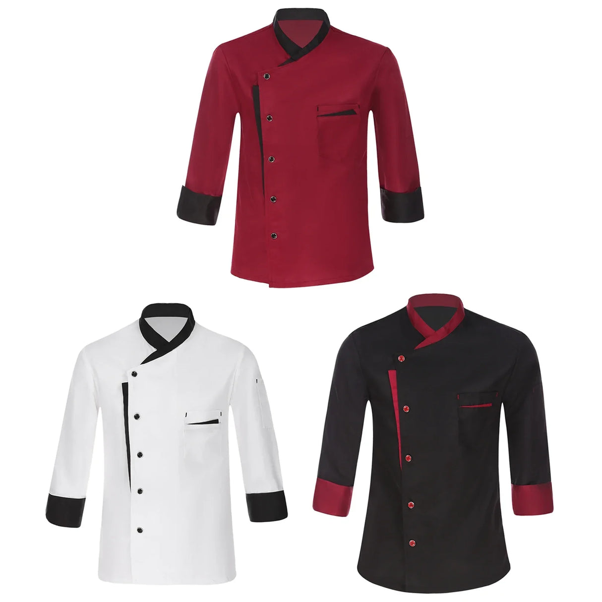 Men Chef Shirt Long Sleeve Cosplay Jacket Kitchen