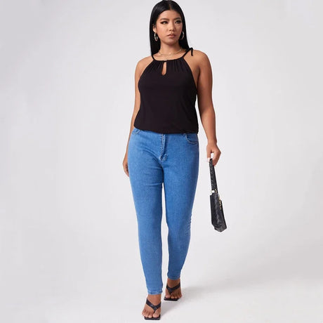 Sexy Hater Neck Summer Casual Top Women Tie