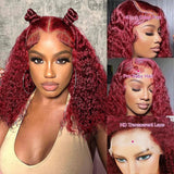 Burgundy Deep Wave Red Water Bob Wigs