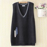 Sweater Vest Women Clothing 4Xl Loose Stripe Jacquard