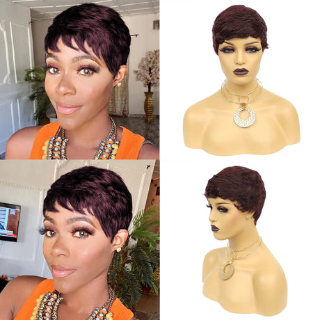 Short Straight Human Hair Wigs Natural Color Brazilian