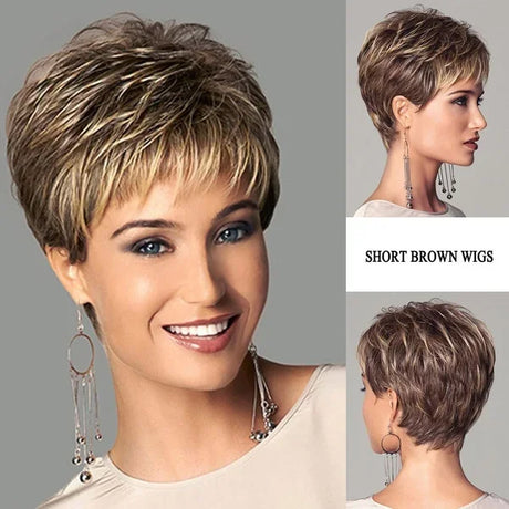 Women'S Fashion Short Synthetic Wigs Pixie Cut Blonde