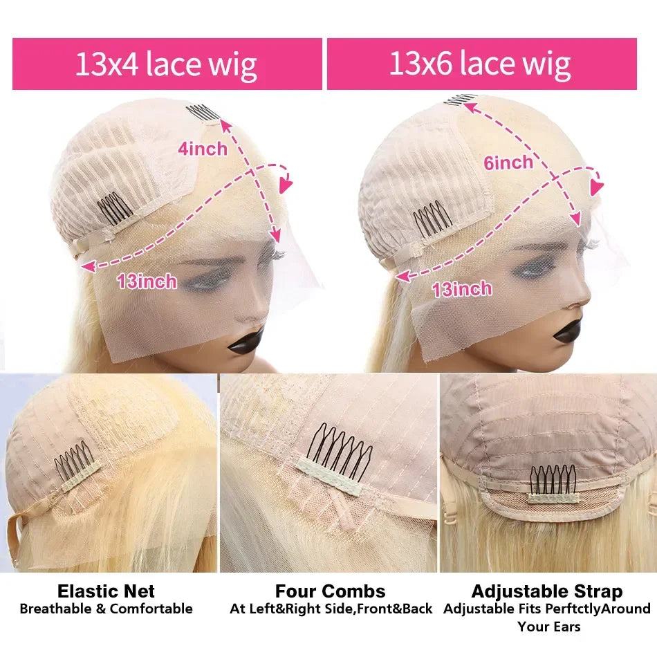 Honey Blonde Deep Wave Lace Frontal Wig Brazilian