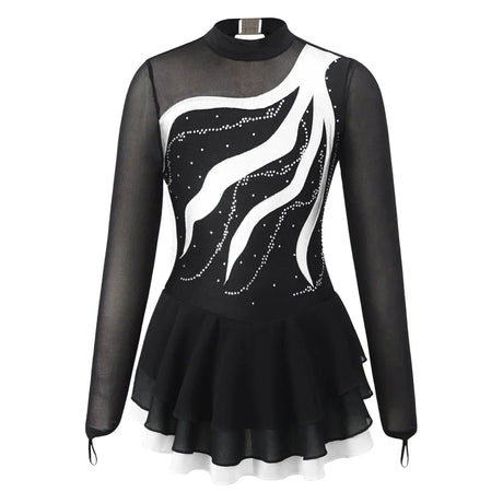 Figure Ice Skating Dress Kids Girls Long Sleeve