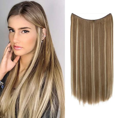 Synthetic Hair Extension No Clip Natural Hair Piece