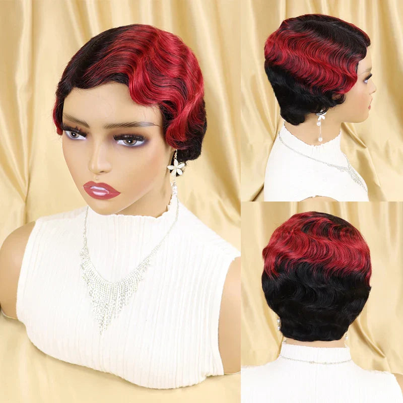 Short Finger Wave Wig Brazilian Human Hair Wig