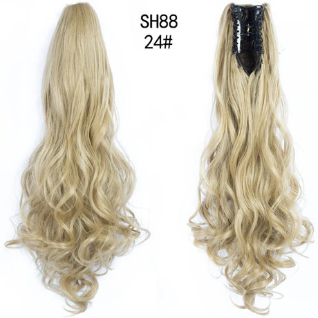 Synthetic Long Wavy Claw Clip On Ponytail Drawstring