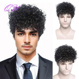 Synthetic Man Wigs Black Short Curly For Men