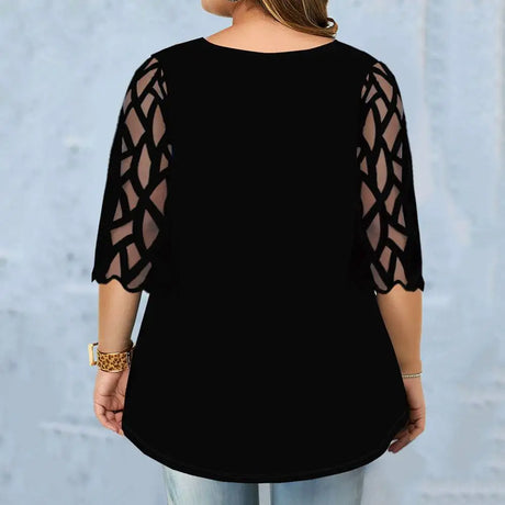 Plus Size Floral Mesh Tunic Top for Women