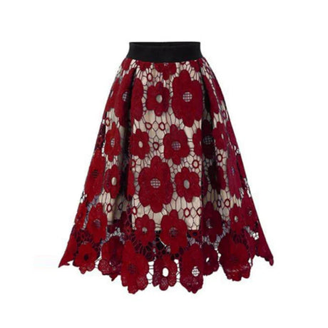 Elegant Summer Boho Lace Skirts Women Vintage Mesh