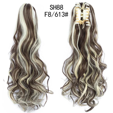 Synthetic Long Wavy Claw Clip On Ponytail Drawstring